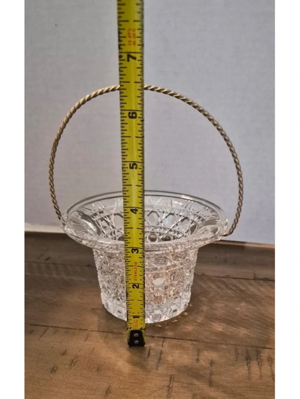 Vintage 1970's Avon Fostoria Glass Hat Basket with Wire Handle